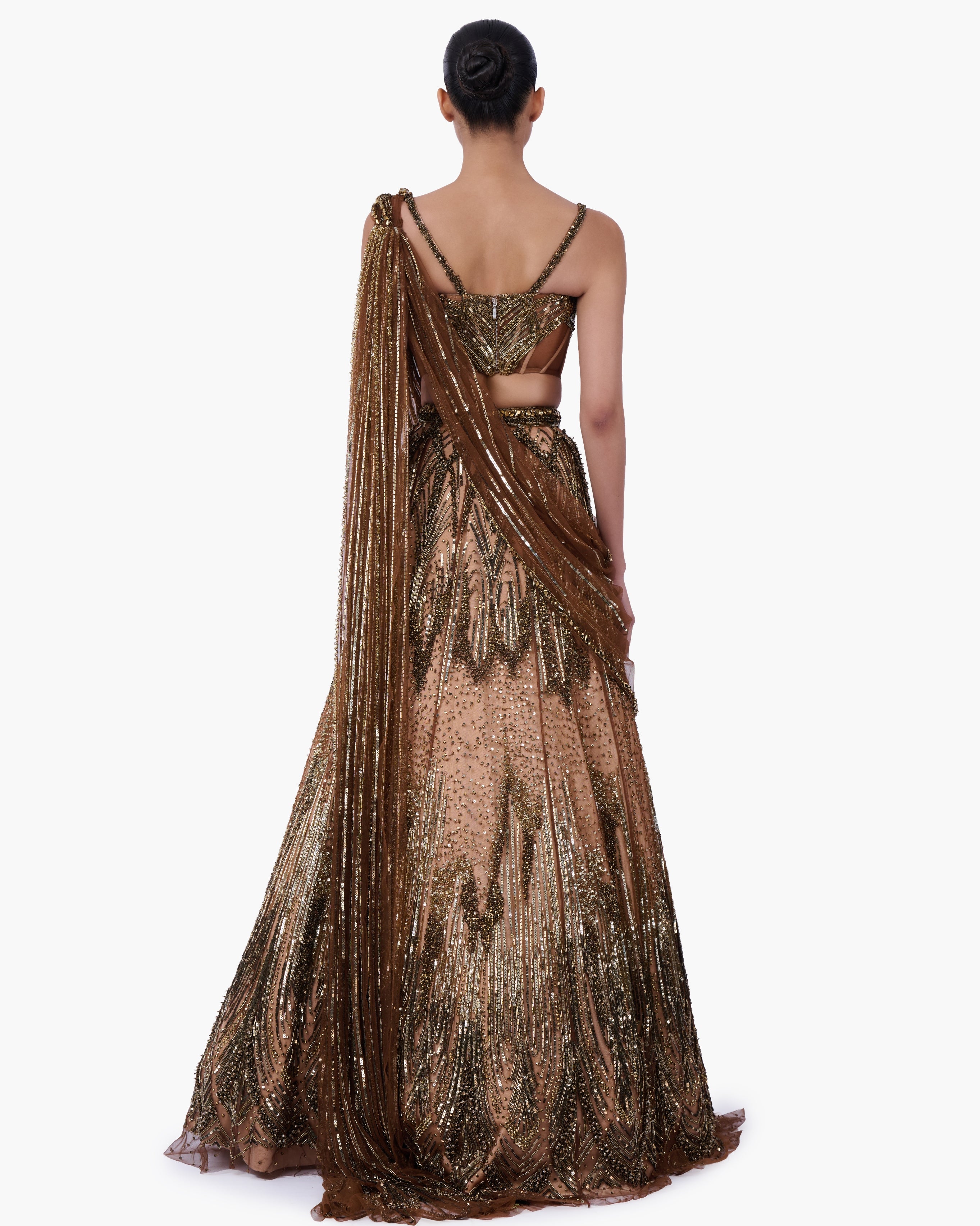 The Gilded Sovereign Sari Lehenga