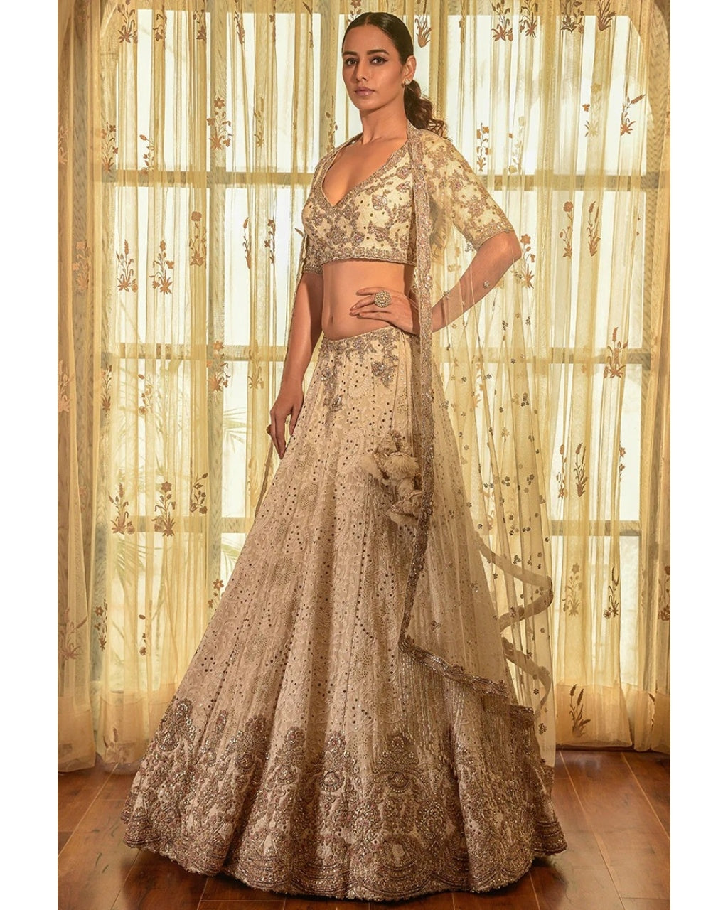 Ellie Georgette Chikankari Lehenga With Tilla Work