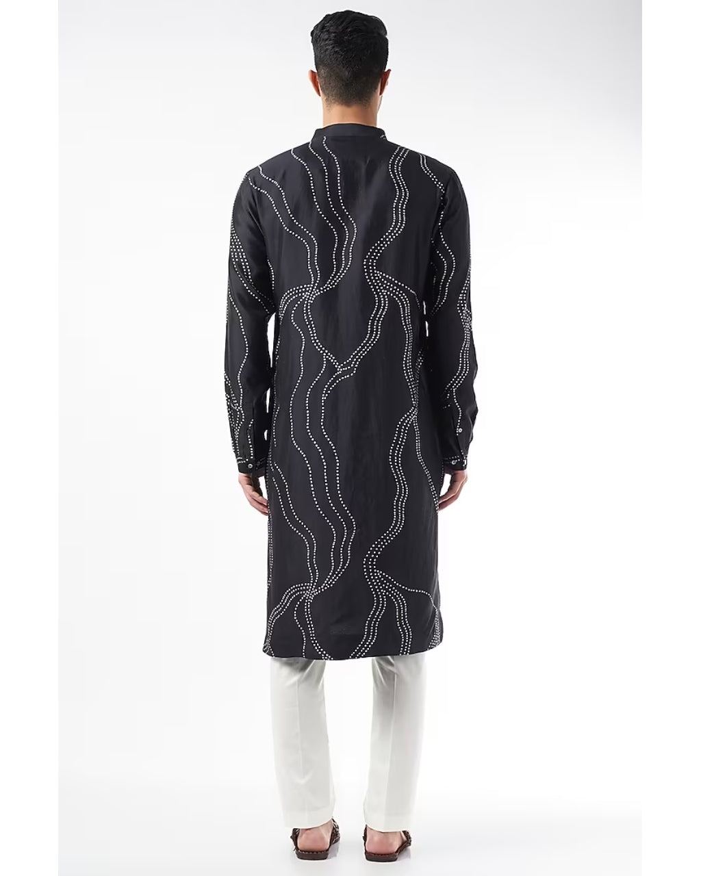 Black Silk Printed Kurta Set