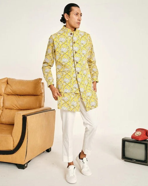 Yellow Kamal Cotton Kurta Set