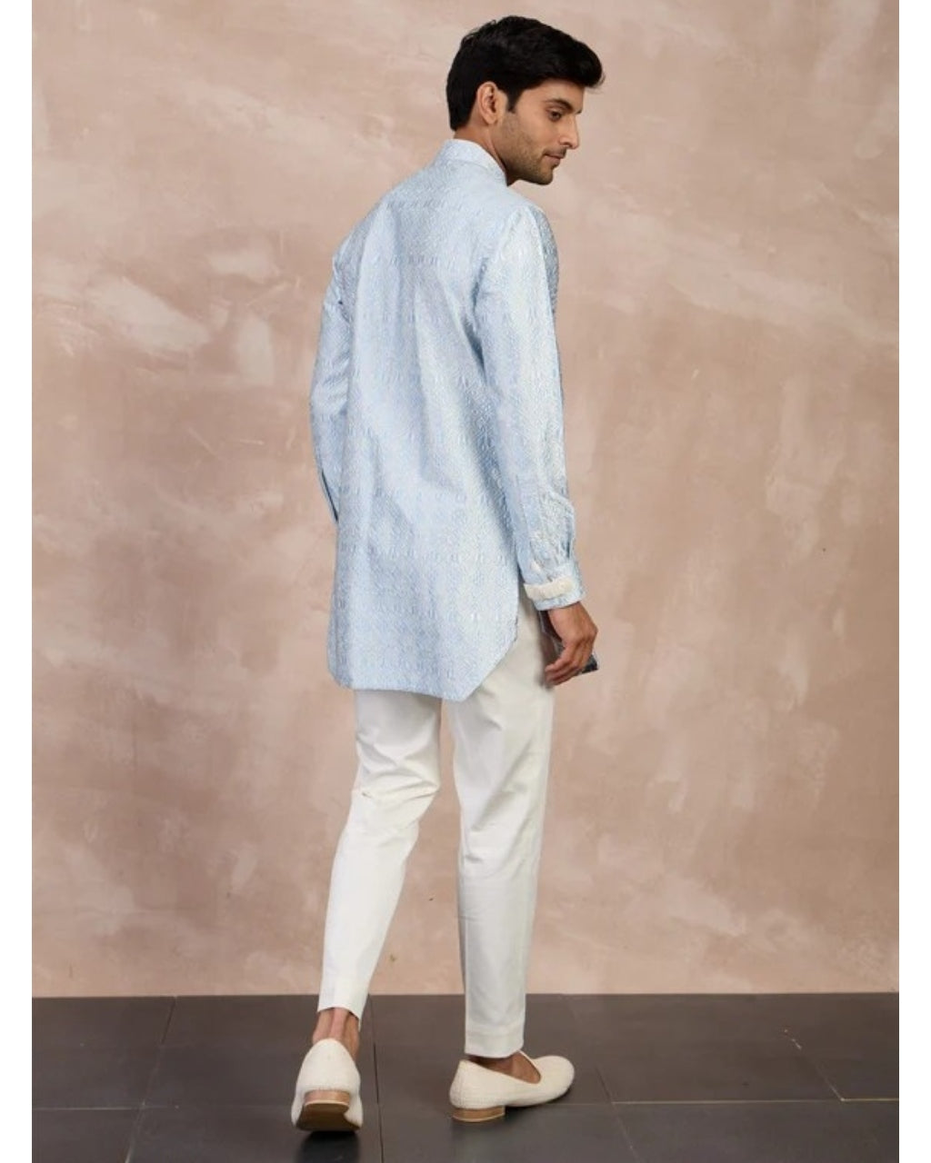 Ivory - Powder Blue Maze Foe Kurta Set