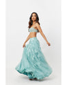 Baby Blue Lace and Flower Bralette Lehenga by The Little Black Bow