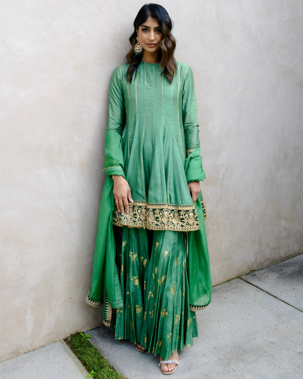 Moss Green Irisbud Sharara Set