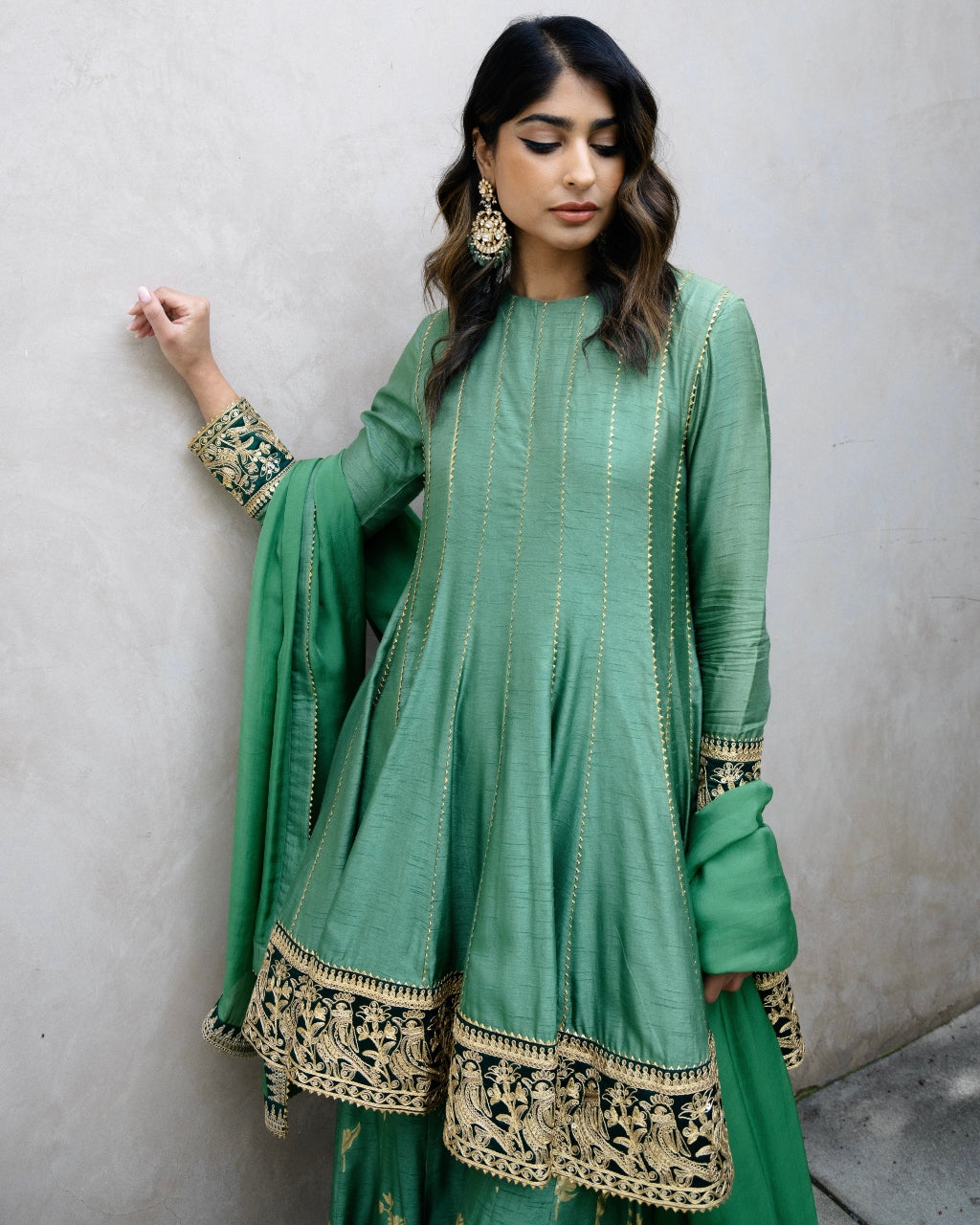 Moss Green Irisbud Sharara Set