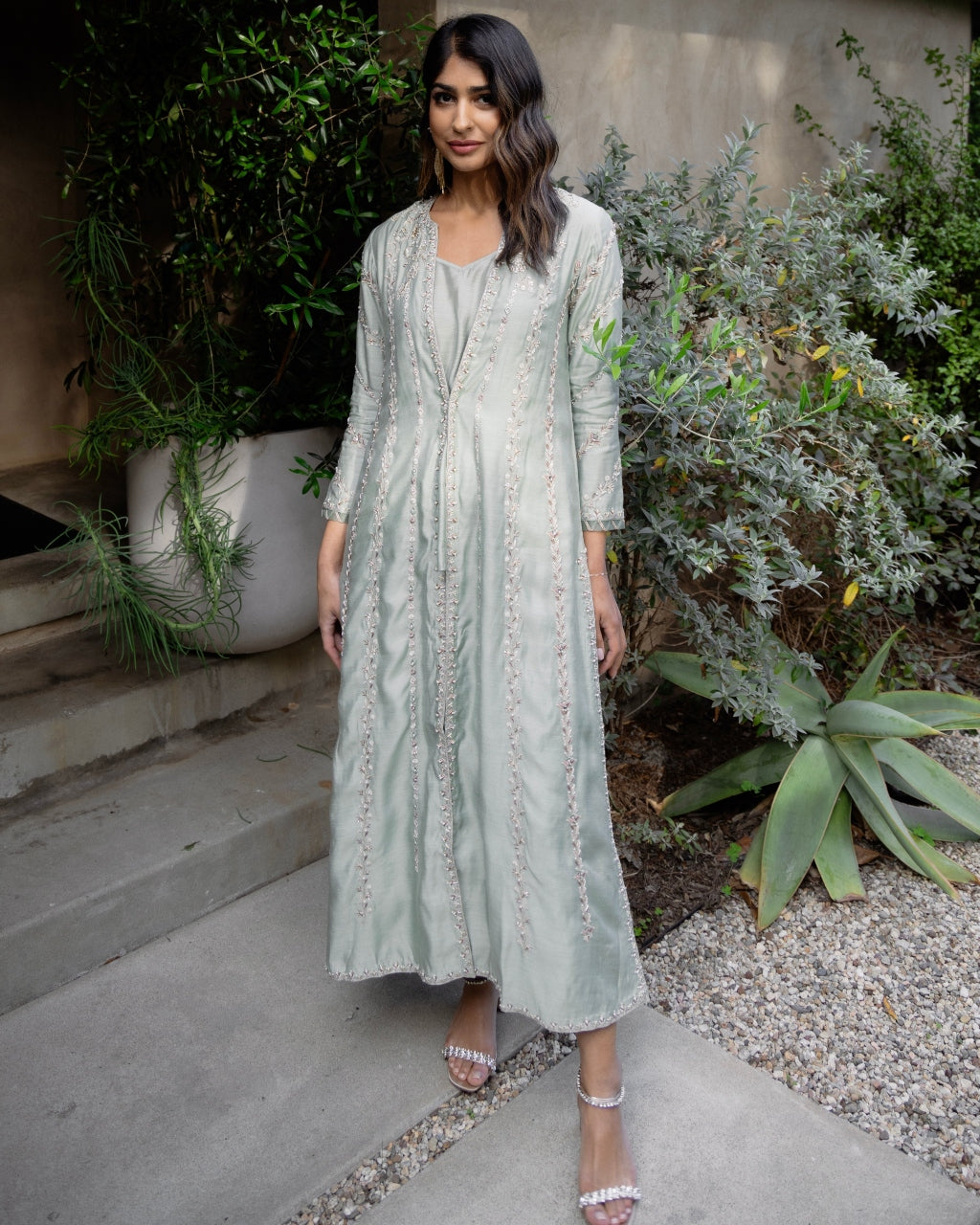 Sage Green Embroidered Borgia Set