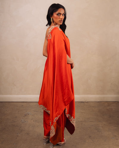 Rust Cipla Shoulder Gota Cape Set