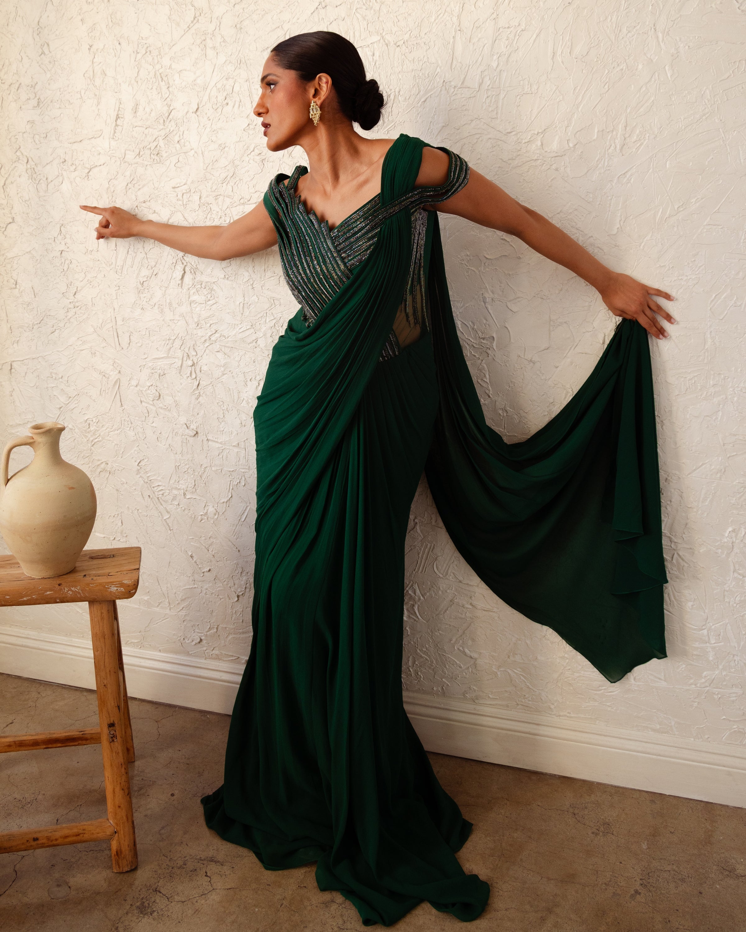 The Orbit Bloom Sari Gown