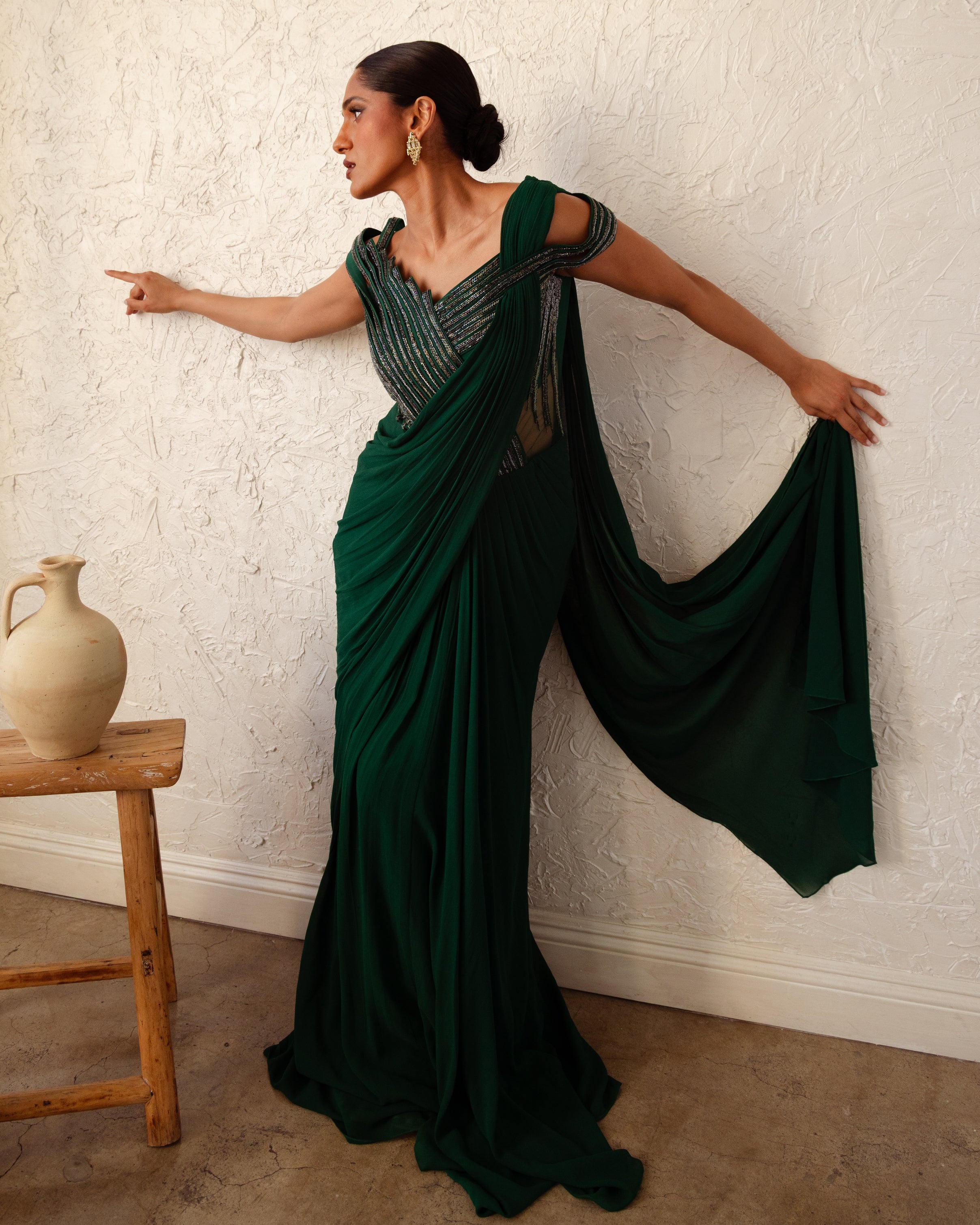 The Orbit Bloom Sari Gown