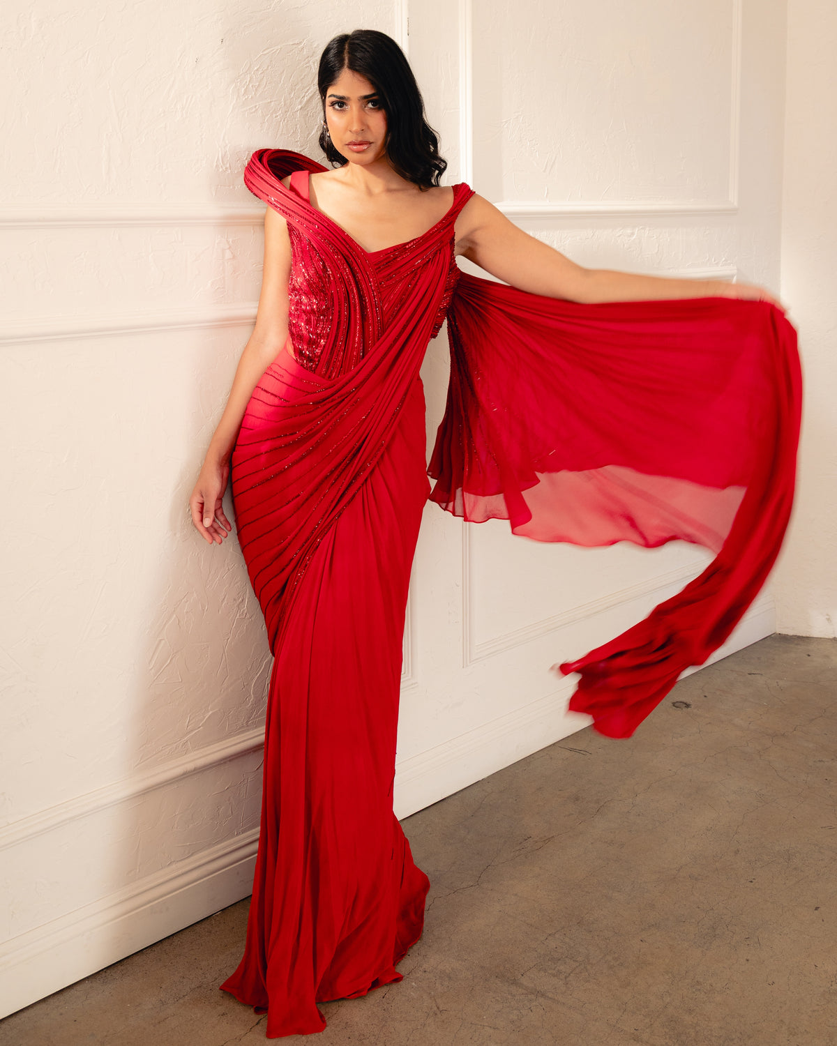 The Cosmic Sculpt Sari Gown