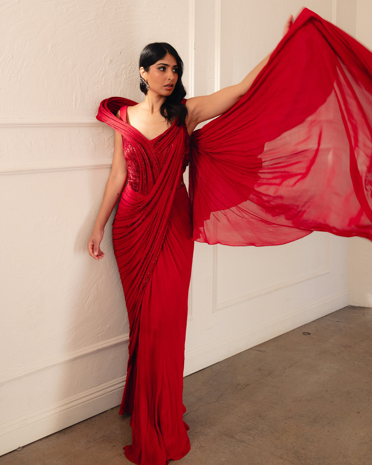 The Cosmic Sculpt Sari Gown