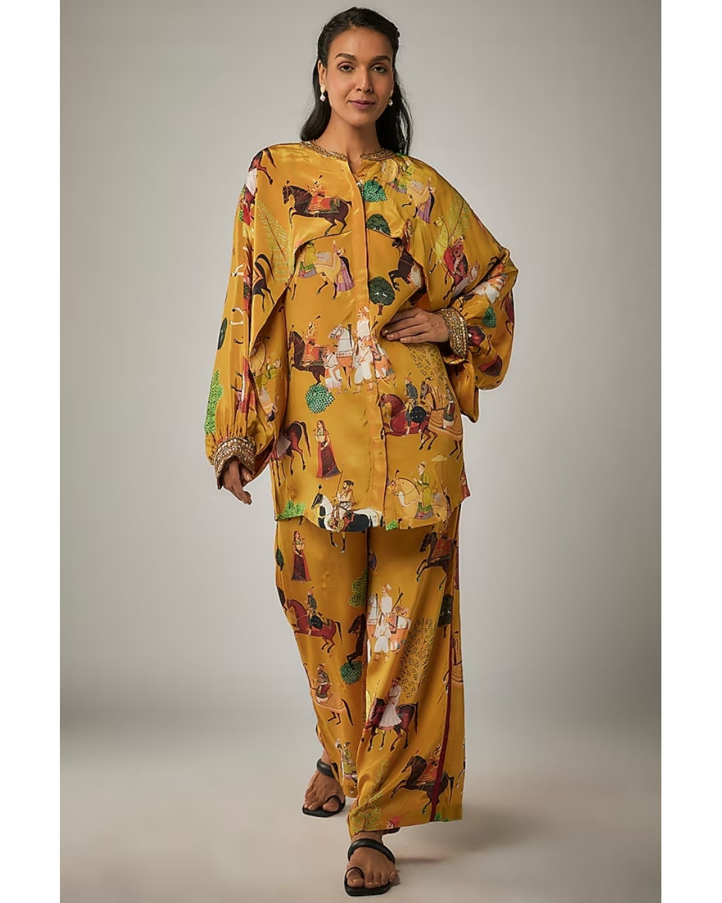 Mango Printed Kaftan Shirt Co-Ord Set