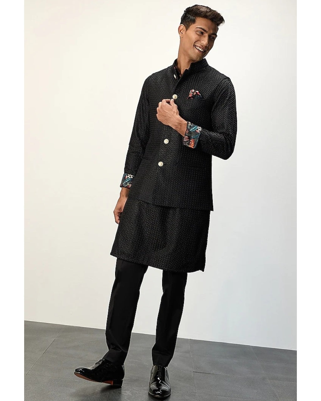 Black Inara Chanderi Kurta Set