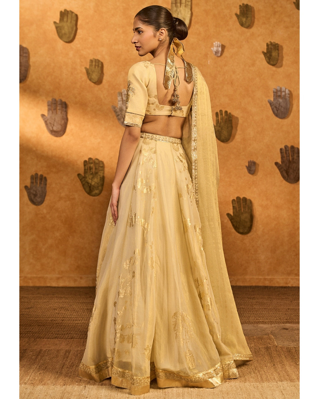 Ivory Sakura Tissue Lehenga Set