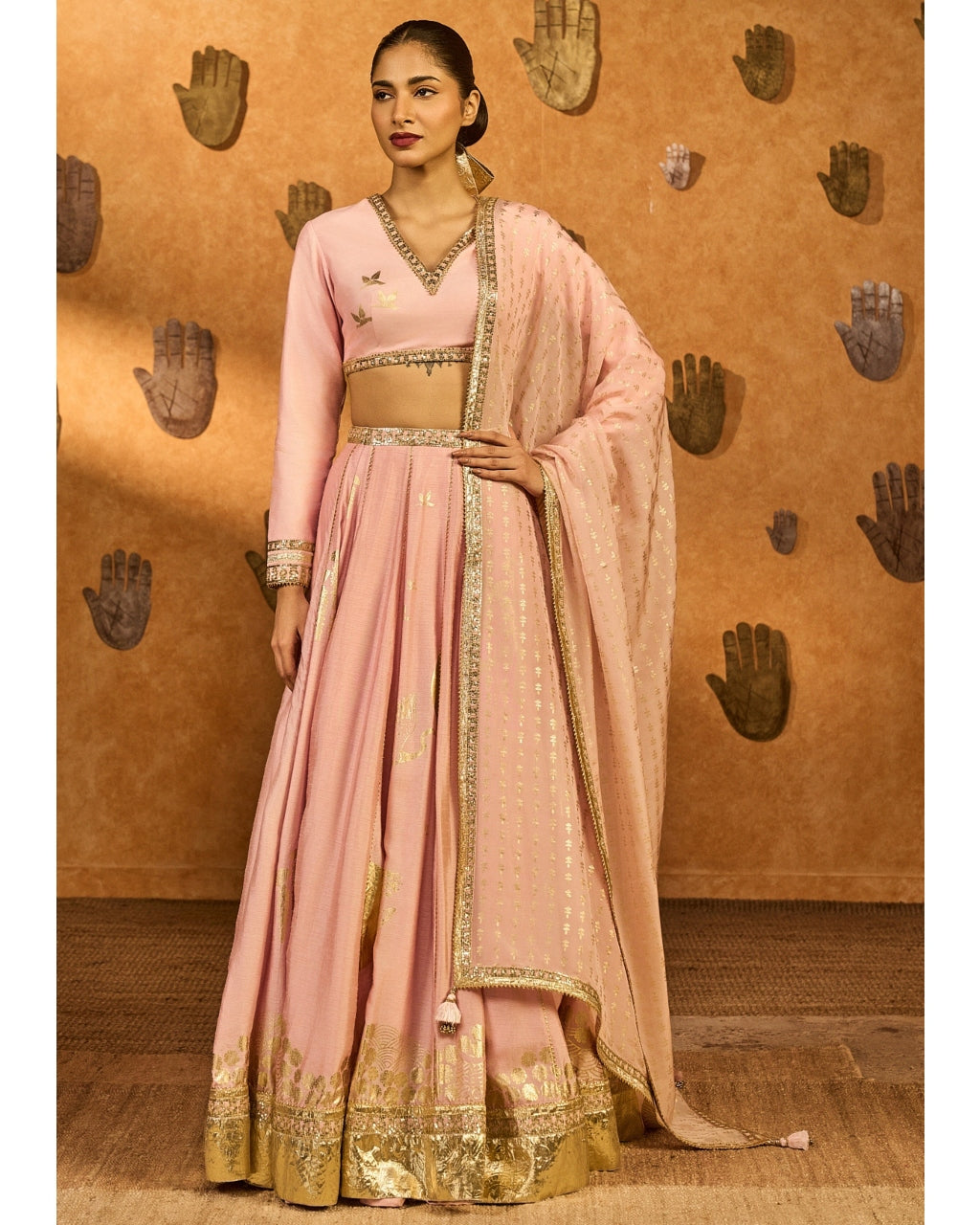 Baby Pink Mandarin Sky Lehenga Set