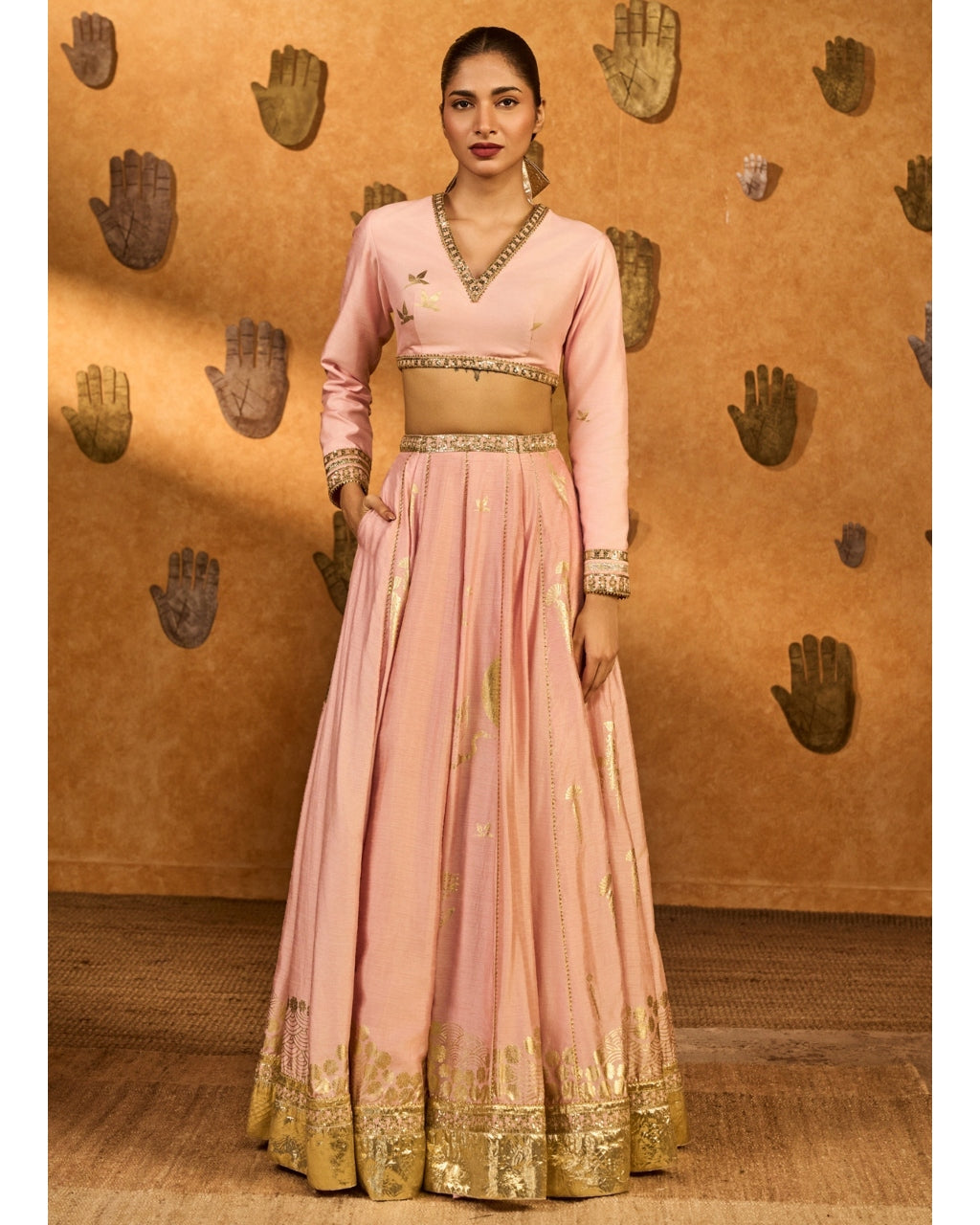 Baby Pink Mandarin Sky Lehenga Set