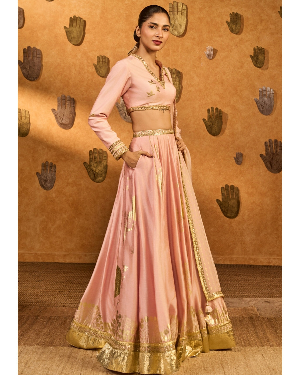 Baby Pink Mandarin Sky Lehenga Set