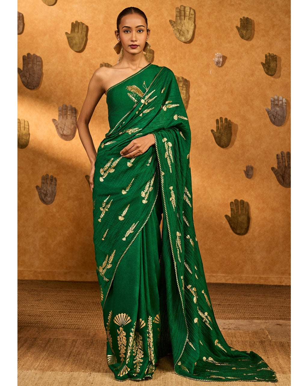 Green Cherry Wine Sari Set