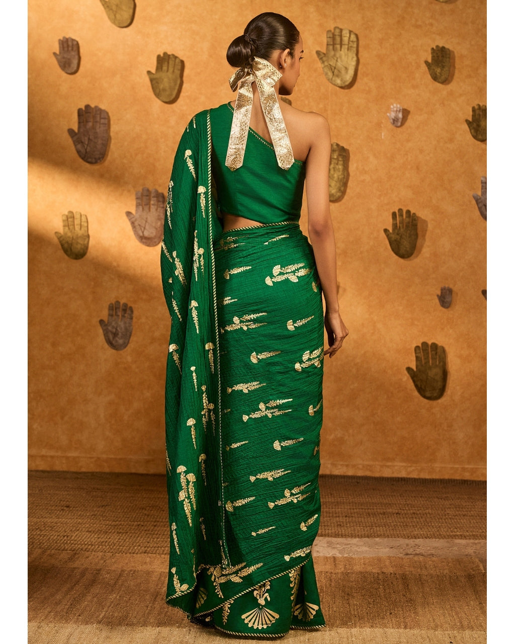 Green Cherry Wine Sari Set
