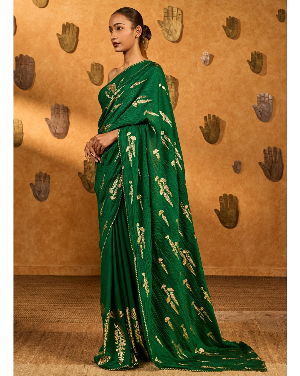 Green Cherry Wine Sari Set