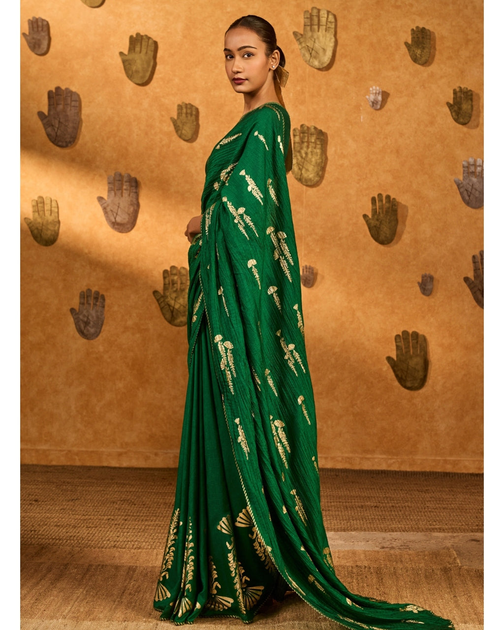 Green Cherry Wine Sari Set