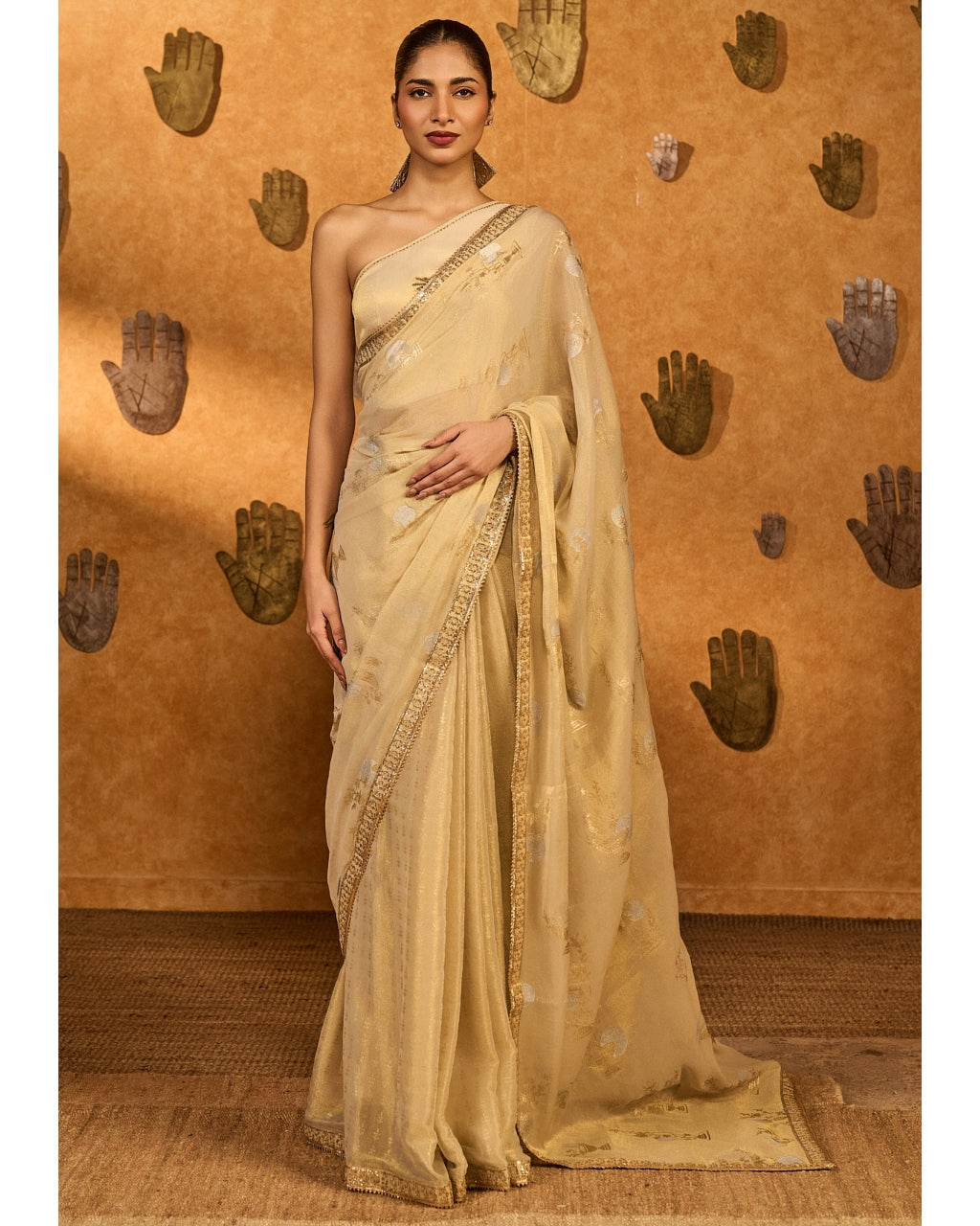 Ivory Moon Garden Tissue Sari Set