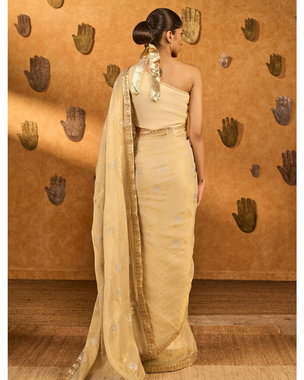 Ivory Moon Garden Tissue Sari Set