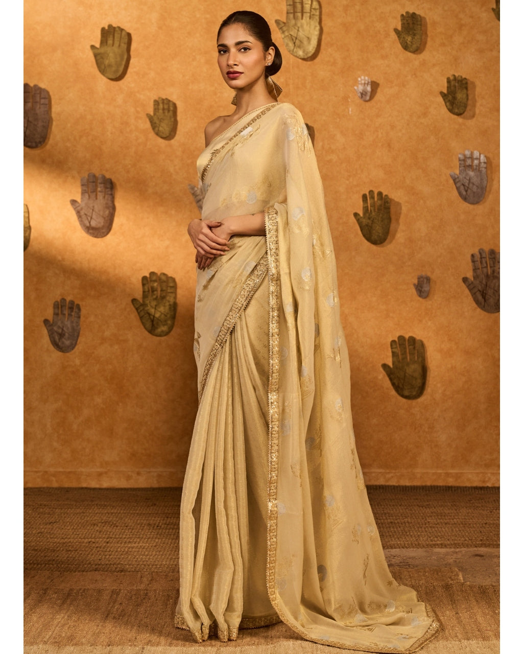 Ivory Moon Garden Tissue Sari Set