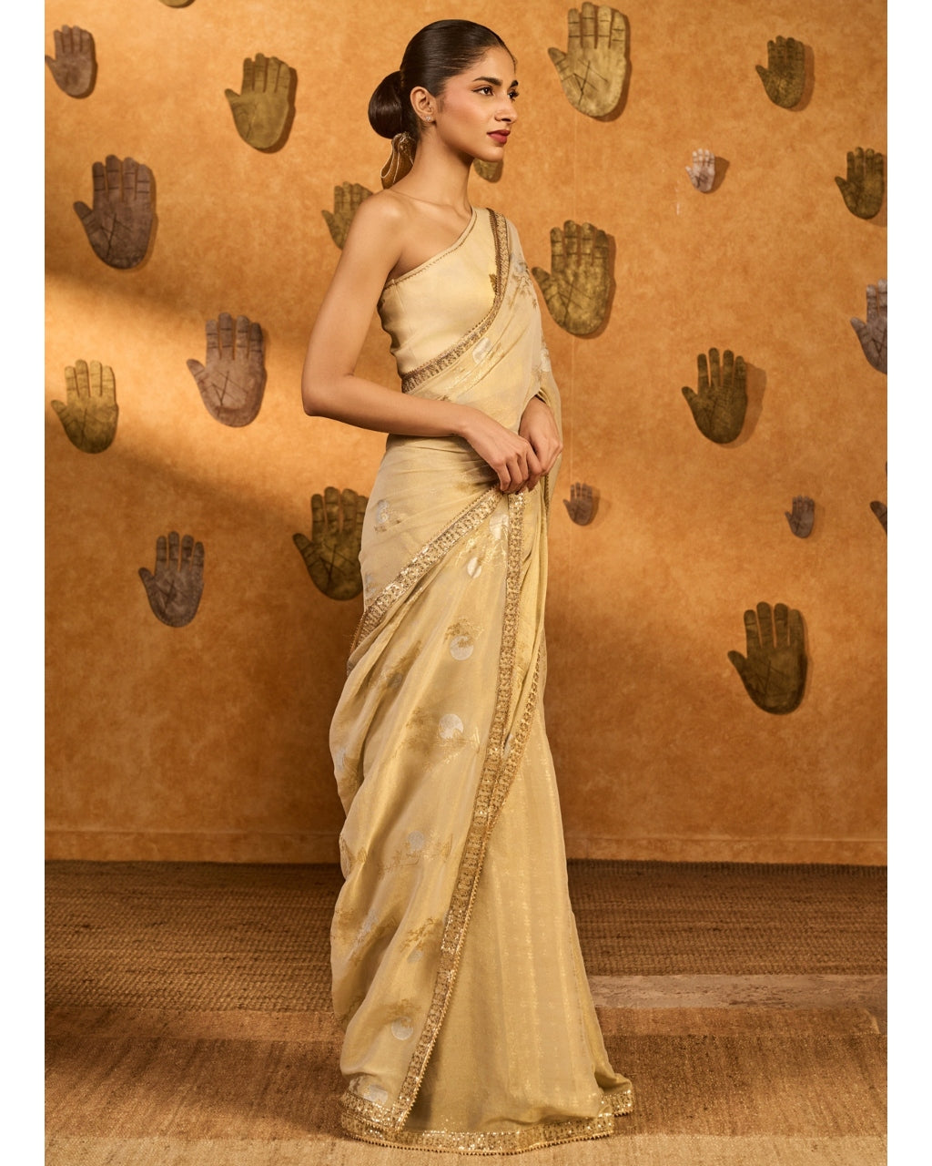 Ivory Moon Garden Tissue Sari Set