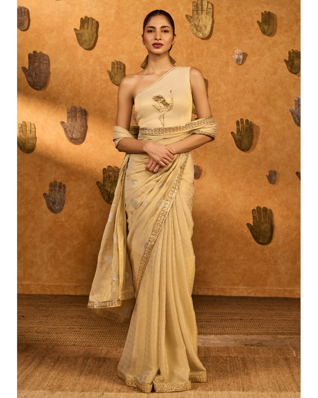 Ivory Moon Garden Tissue Sari Set