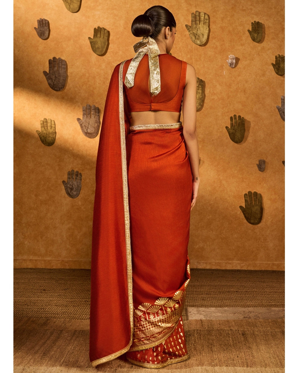 Rust Snow Light Sari Set