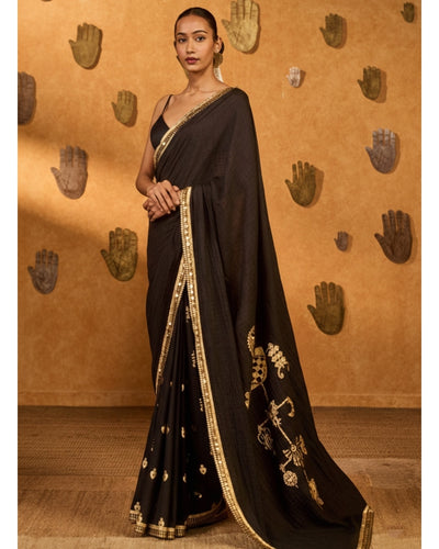 Black Wishdrop Gota Sari Set