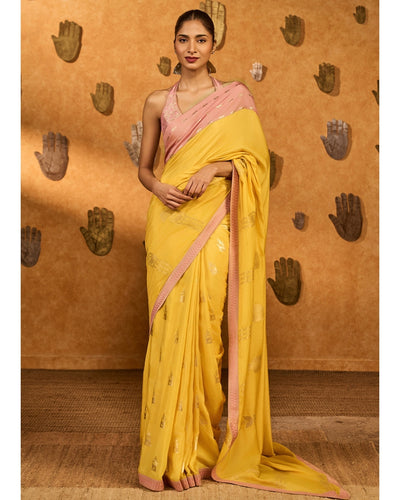 Yellow Bloom Keeper Sari Set