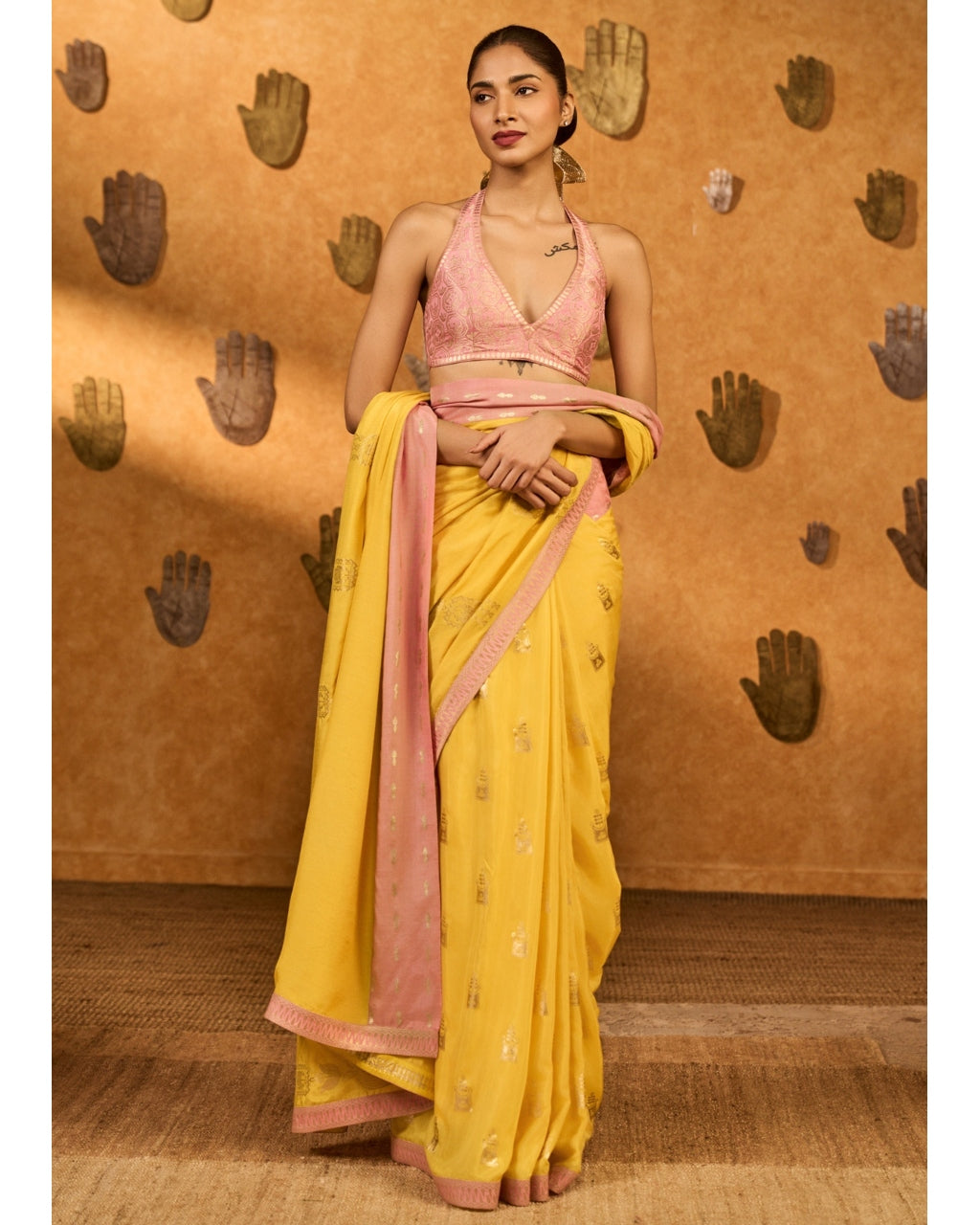 Yellow Bloom Keeper Sari Set