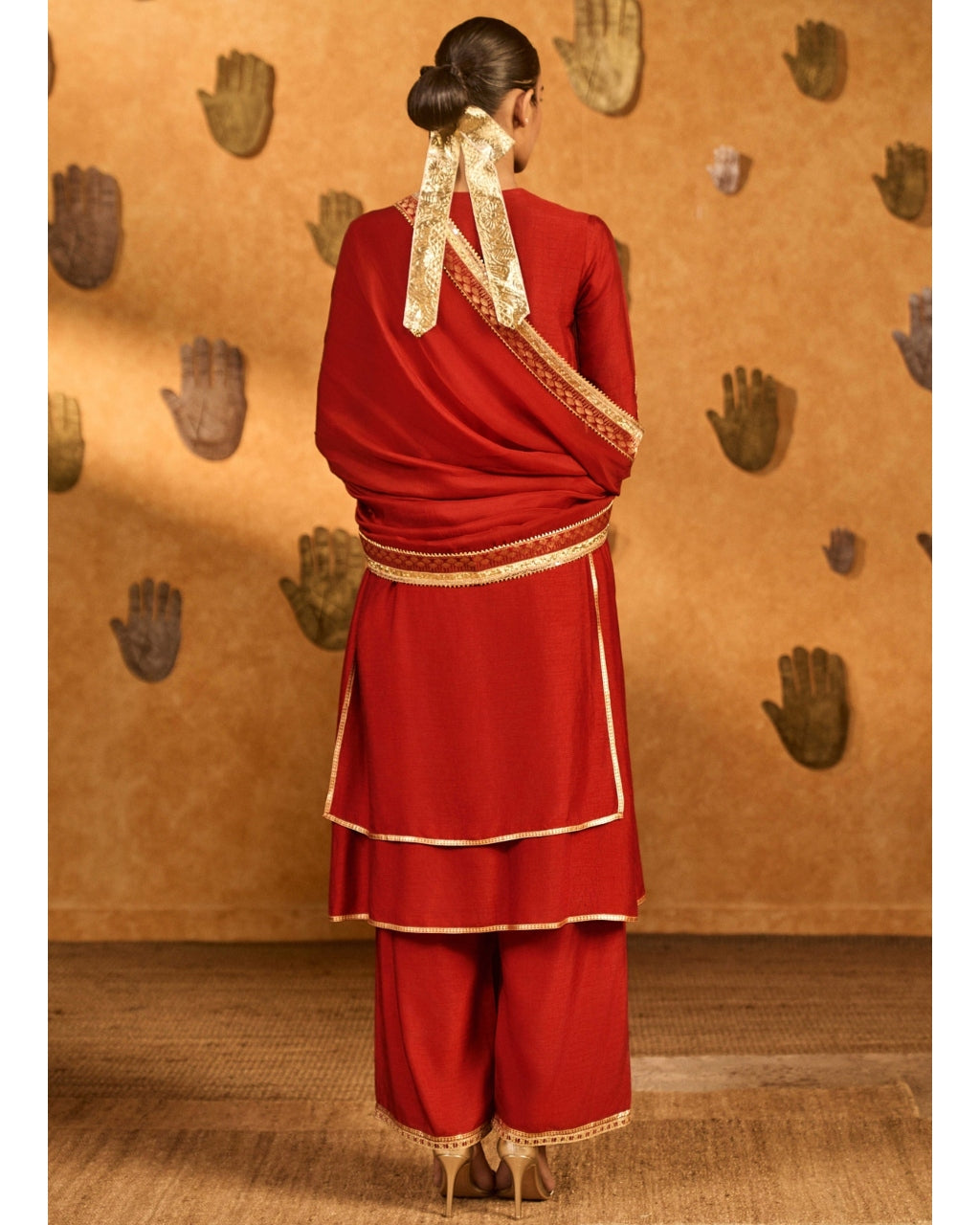 Red Mandarin Sky Kurta Set
