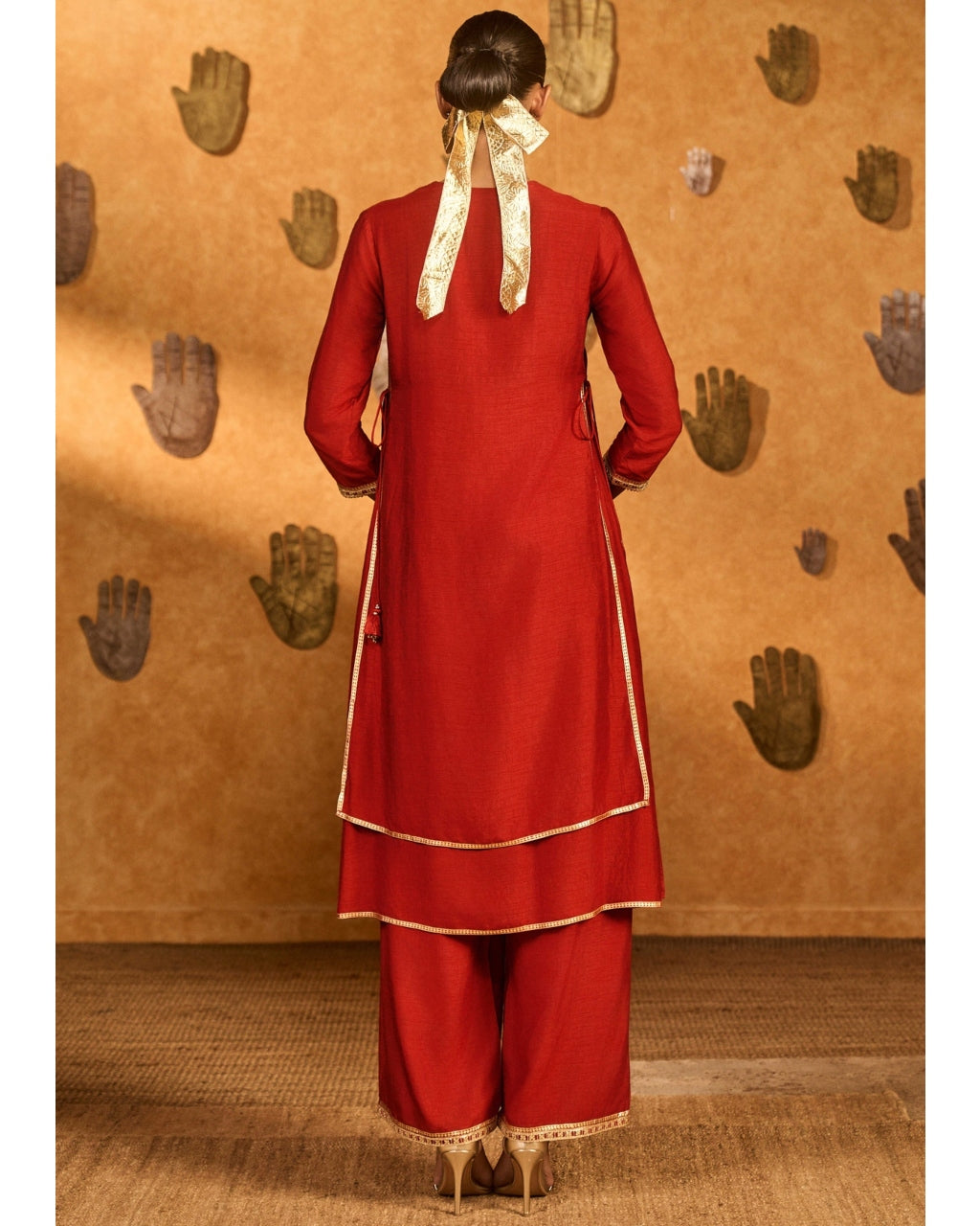 Red Mandarin Sky Kurta Set