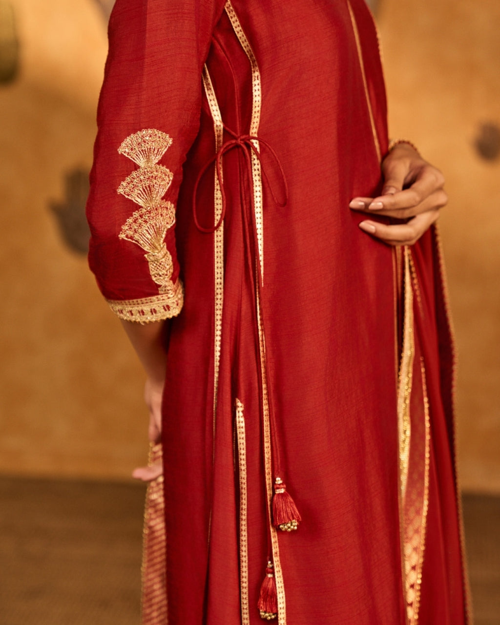 Red Mandarin Sky Kurta Set