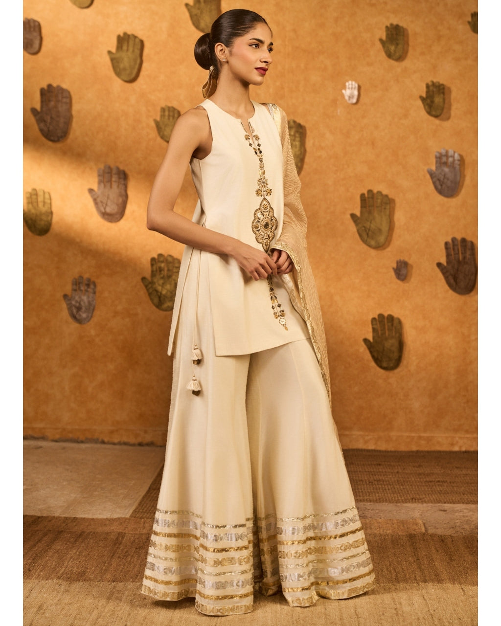 Ivory Gilded Sharara Set