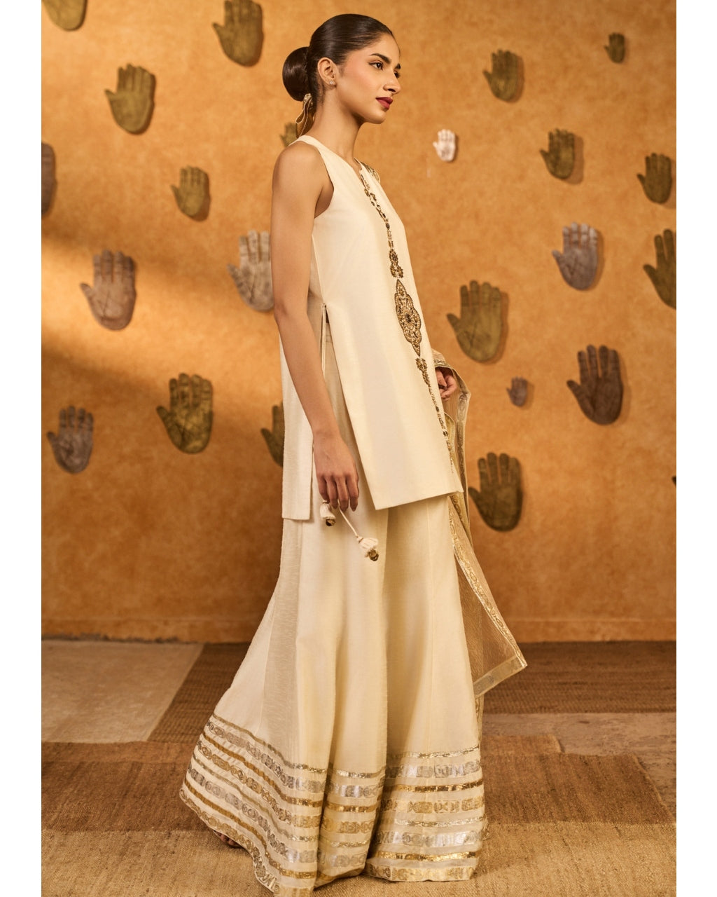 Ivory Gilded Sharara Set