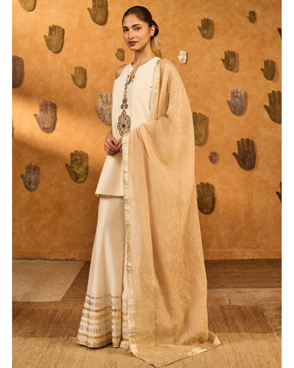 Ivory Gilded Sharara Set
