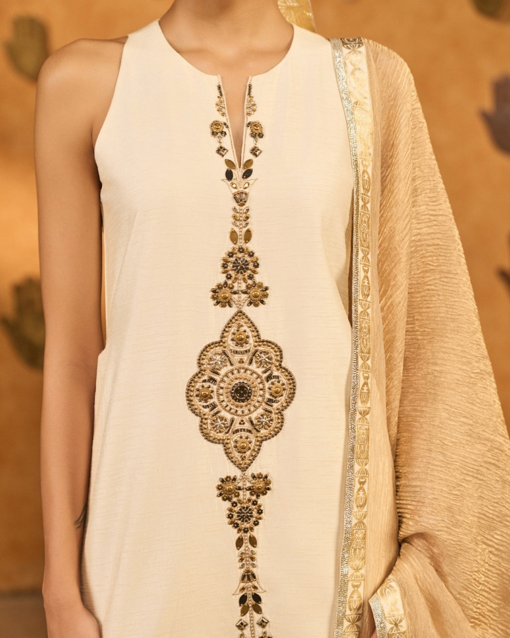 Ivory Gilded Sharara Set