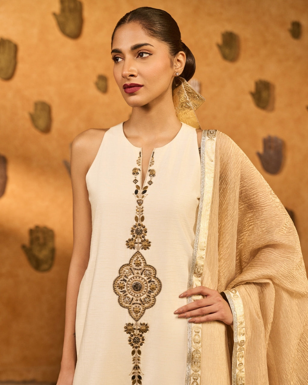 Ivory Gilded Sharara Set