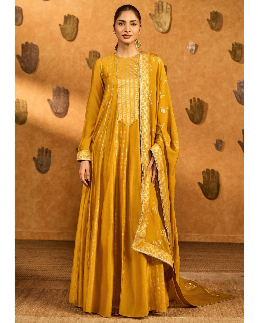 Ochre Snow Light Anarkali Set