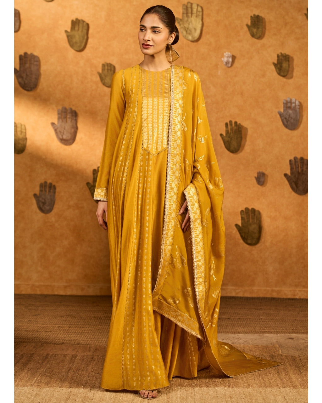 Ochre Snow Light Anarkali Set