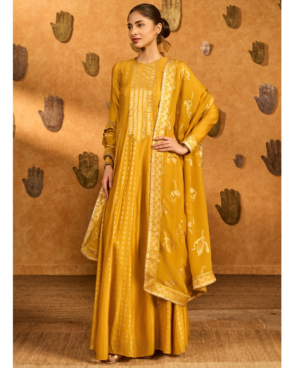 Ochre Snow Light Anarkali Set