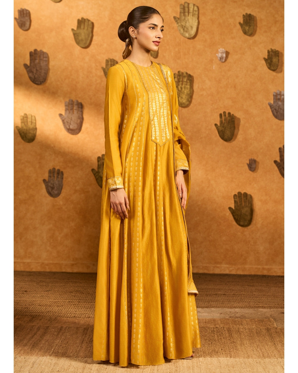 Ochre Snow Light Anarkali Set