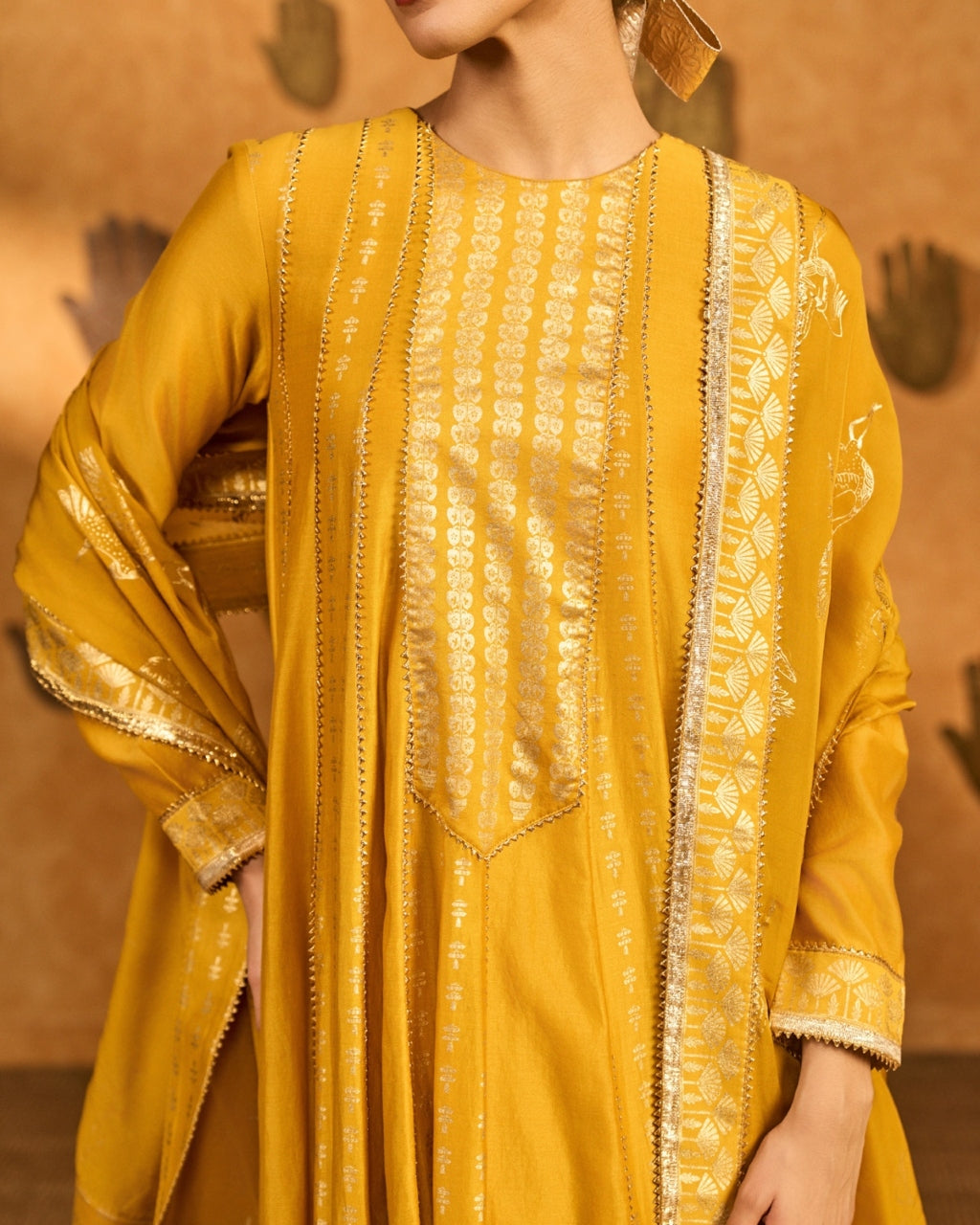 Ochre Snow Light Anarkali Set