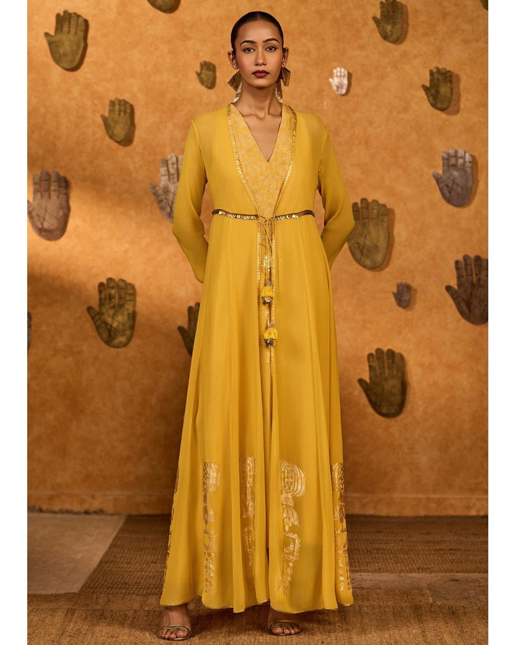 Spiced Ochre Pop Pendant Anarkali Set