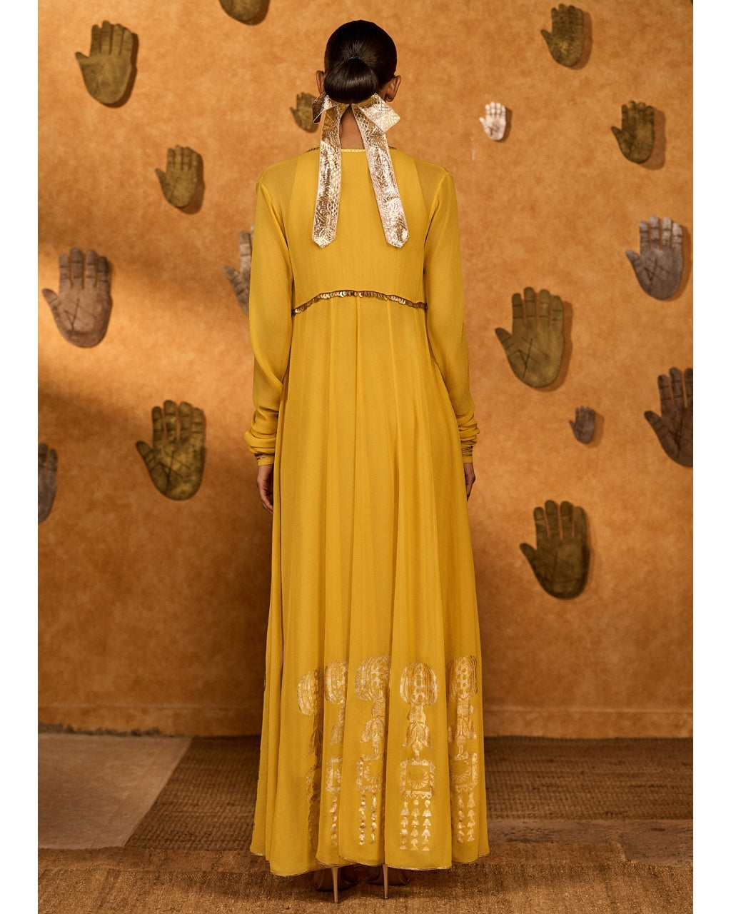 Spiced Ochre Pop Pendant Anarkali Set