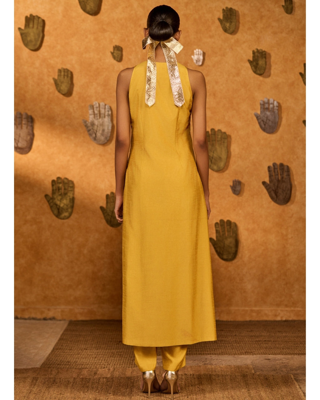 Spiced Ochre Pop Pendant Anarkali Set