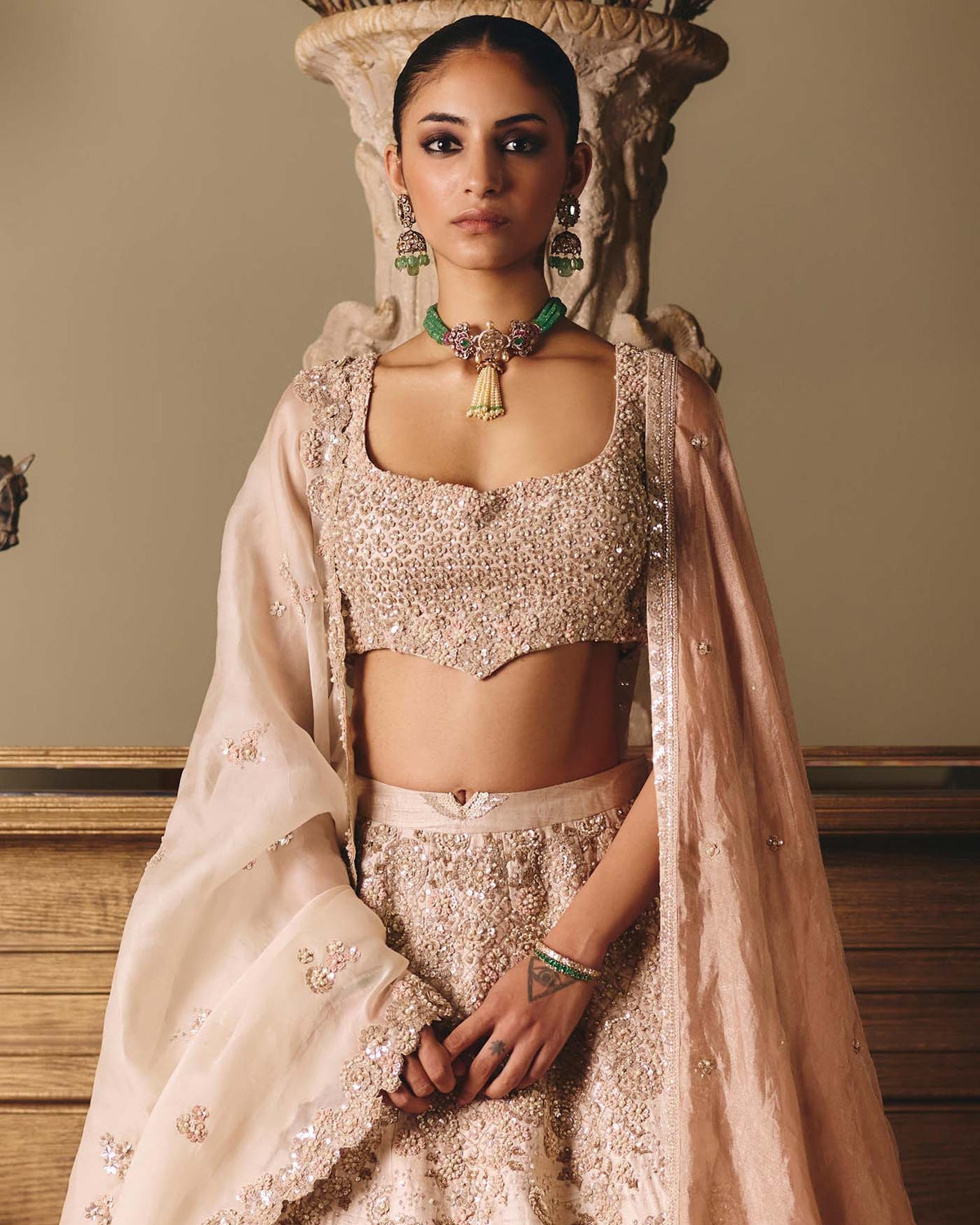 The Royal Ekru Saga Lehenga